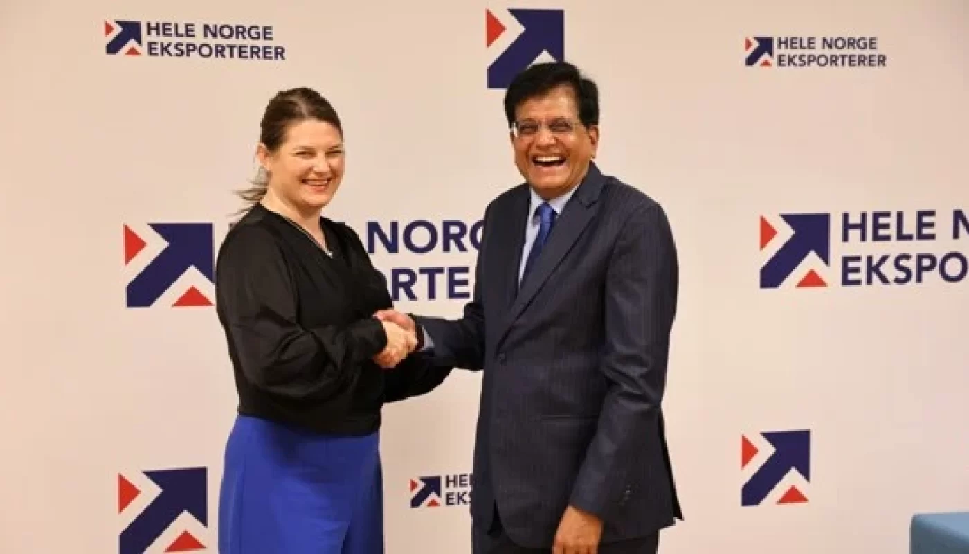 Næringsministeren møtte Indias handel- og industriminister, Piyush Goyal i april. Foto: NFD