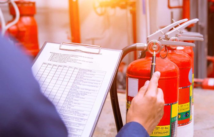 Engineer checking Industrial fire control system,Fire Alarm controller, Fire notifier, Anti fire.System ready In the event of a fire.