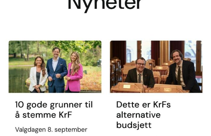Skjermbilde fra KrF sin nyhets-avdeling