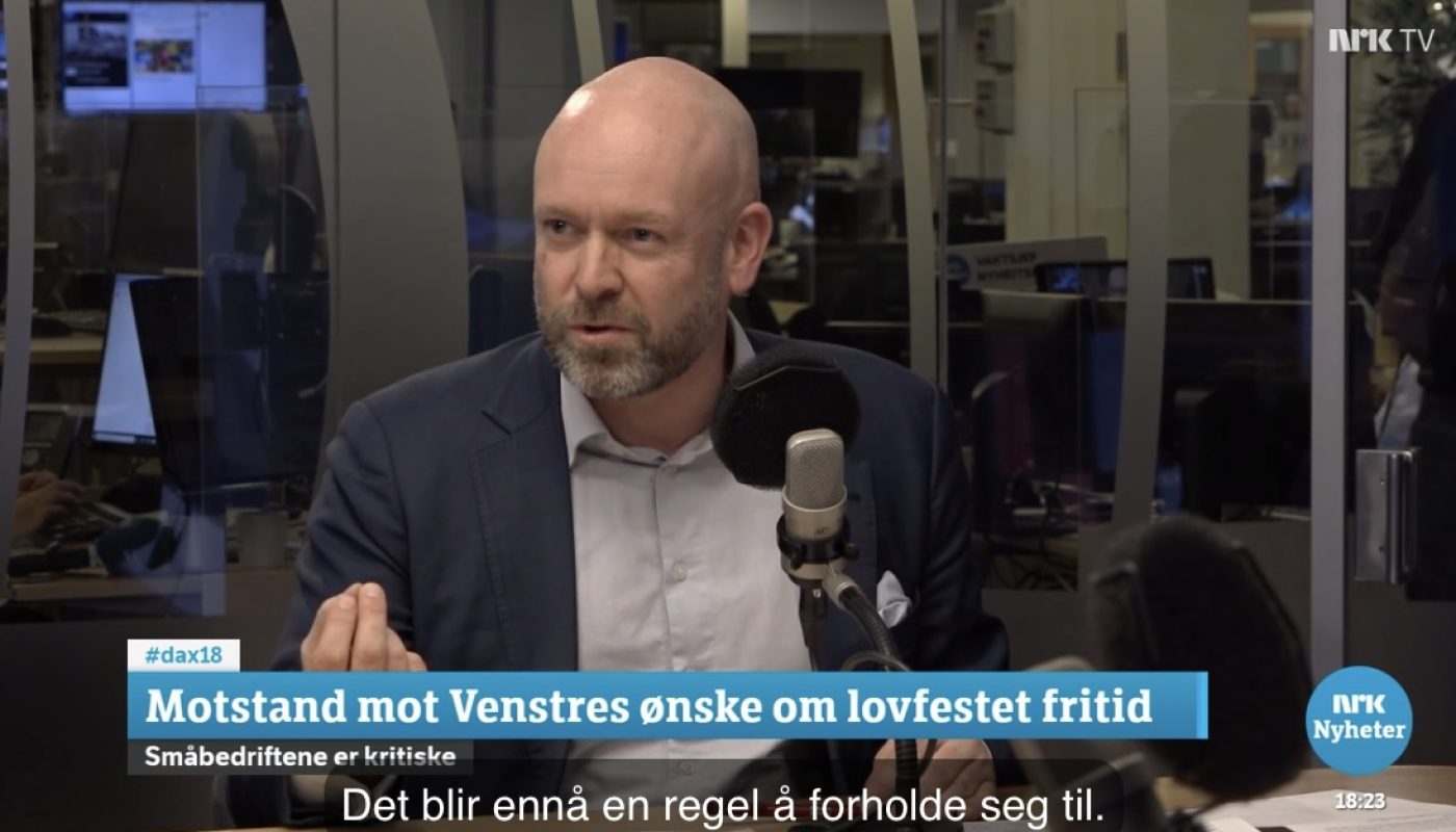 Jørund i Dagsnytt 18 mot Venstres lovforslag.