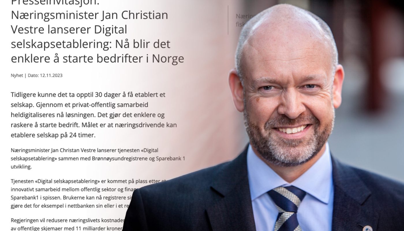 SMB Norge gir ros til regjeringen for ny digital selskapsetablering.