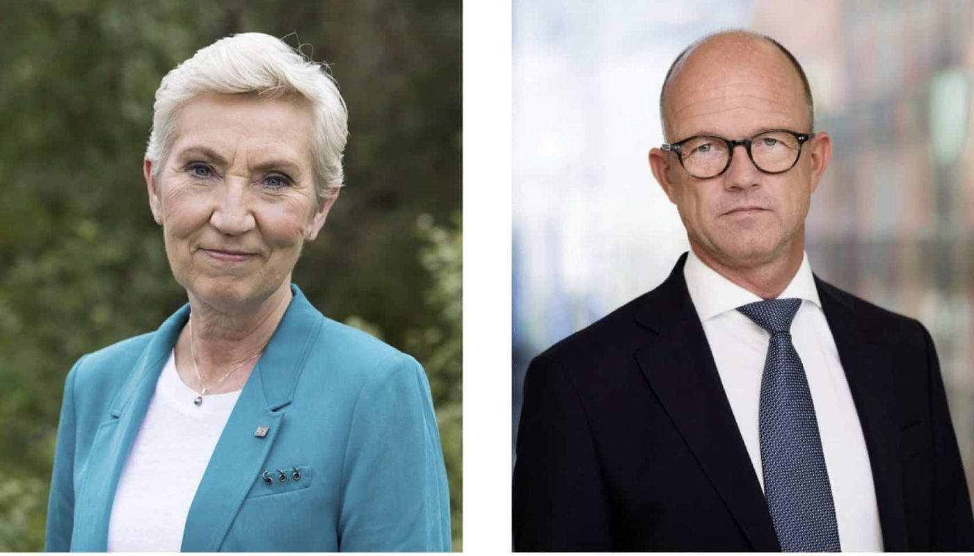 Peggy Hessen Følsvik (LO) og Ole Erik Almlid (NHO)