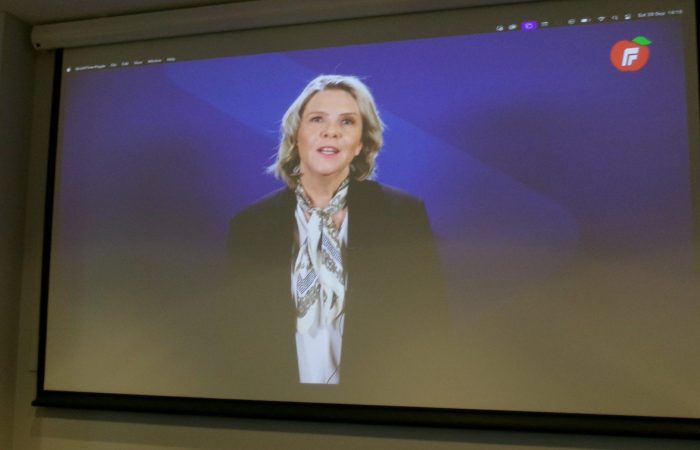 Flere sentrale politikere sendte videohilsning til SMB Norges kongress, her ved Sylvi Listhaug (FrP).
Foto: Klaus Jakobsen