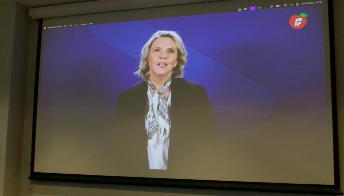 Flere sentrale politikere sendte videohilsning til SMB Norges kongress, her ved Sylvi Listhaug (FrP).
Foto: Klaus Jakobsen