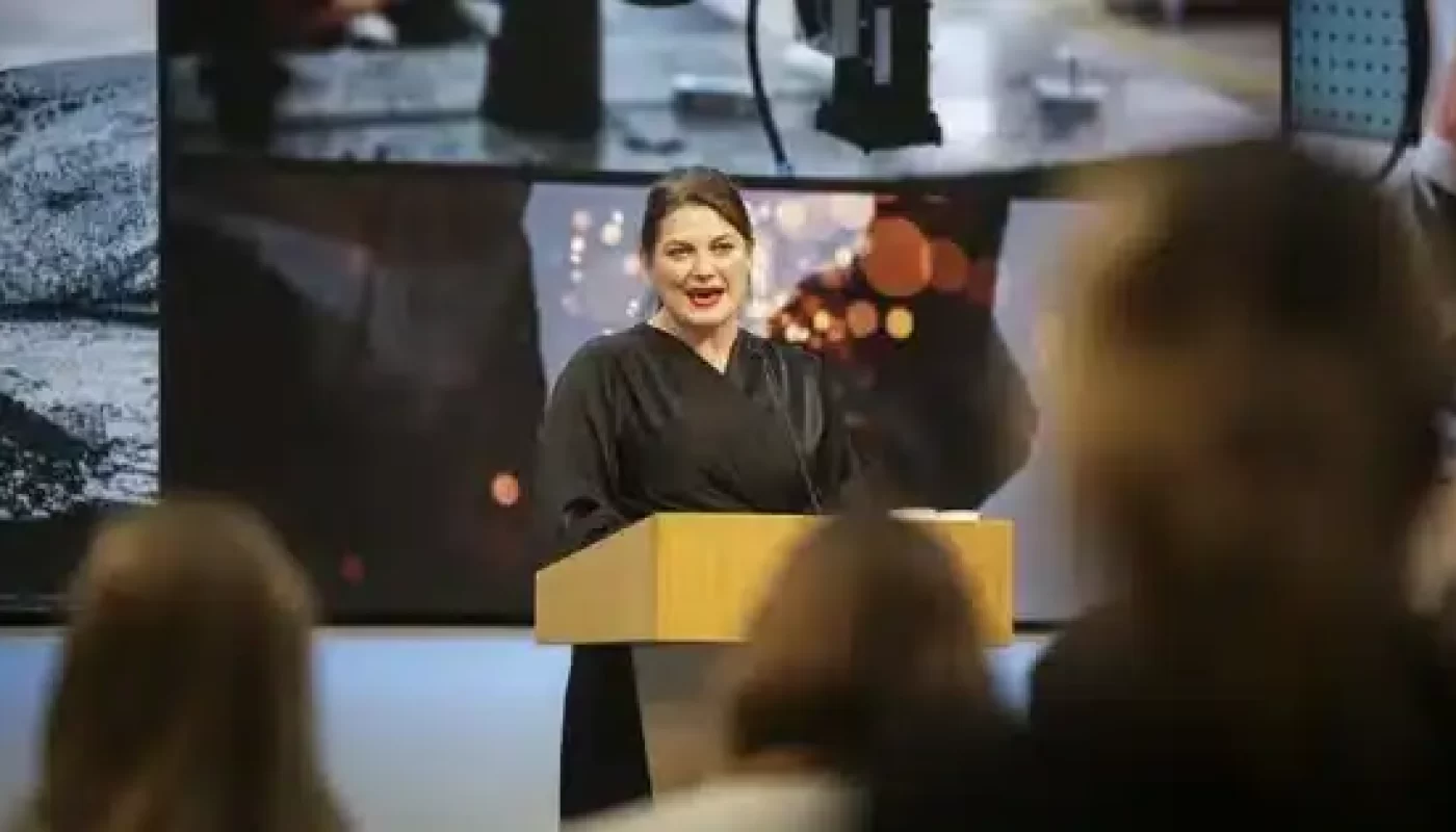 Næringsminister Cecilie Myrseth under fremleggelsen av industrimeldingen. Foto: David Berg Tvetene / NFD