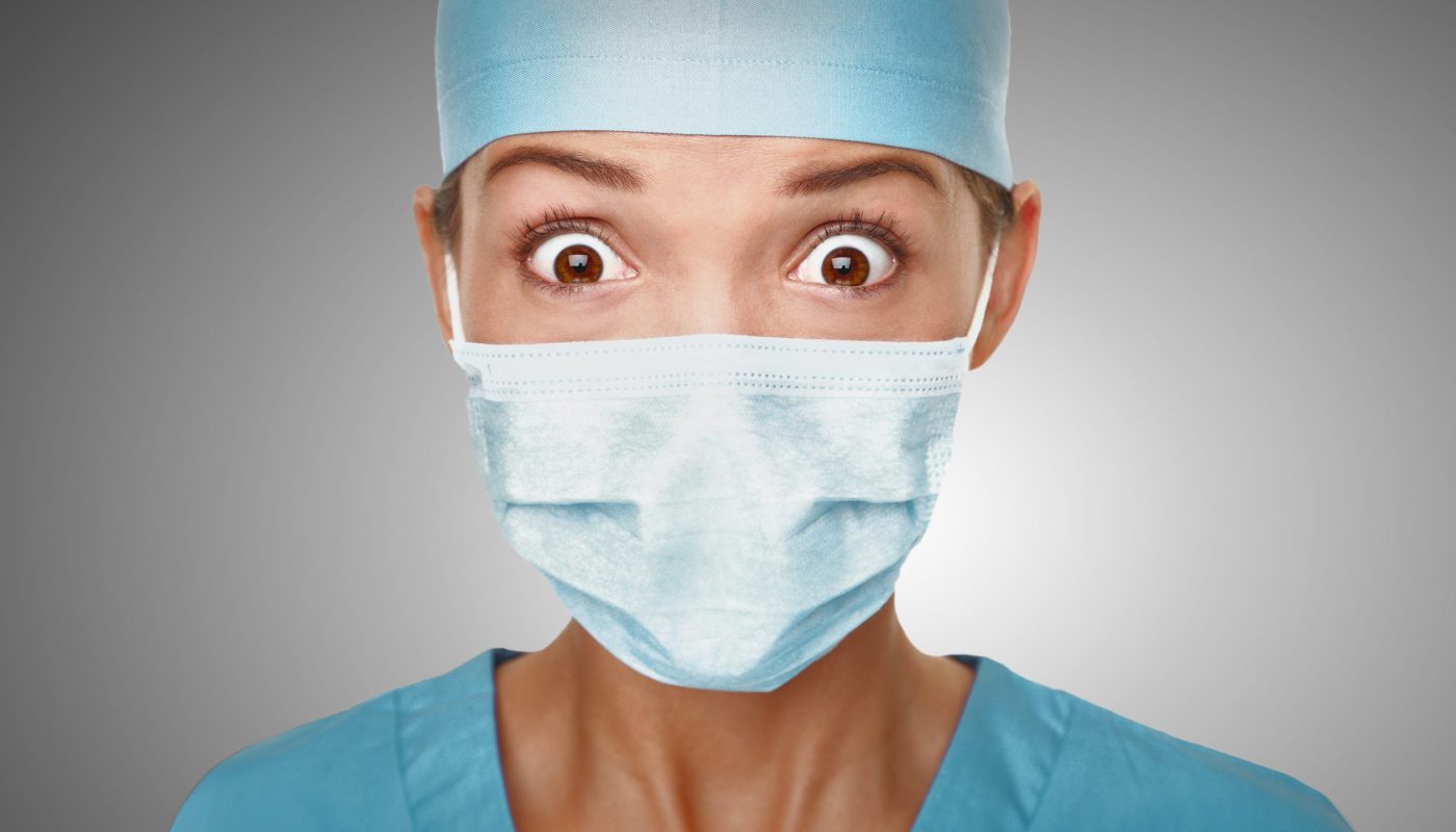 Virus,Scare,Asian,Doctor,Woman,Shocked,Wearing,Coronavirus,Mask,Protection