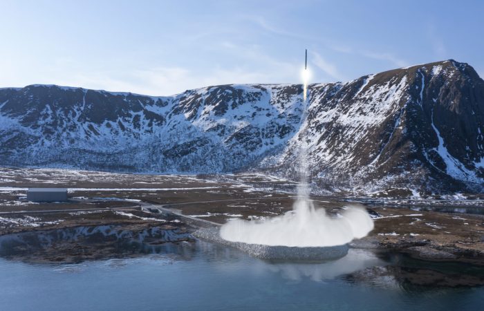 Illustrasjon av en oppskytning fra den første oppskytningsrampen på Andøya Spaceport.