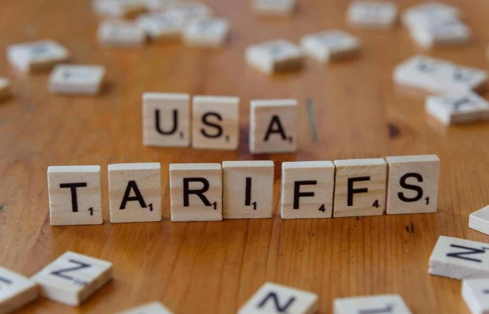 Usa tariffs concept with scrabble tiles